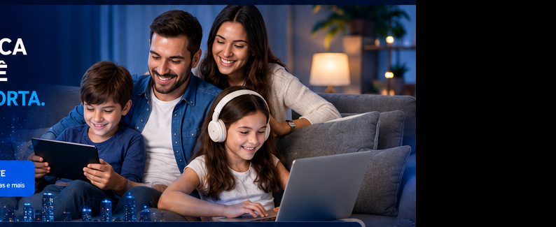 Família conectada com a internet Rnet BH